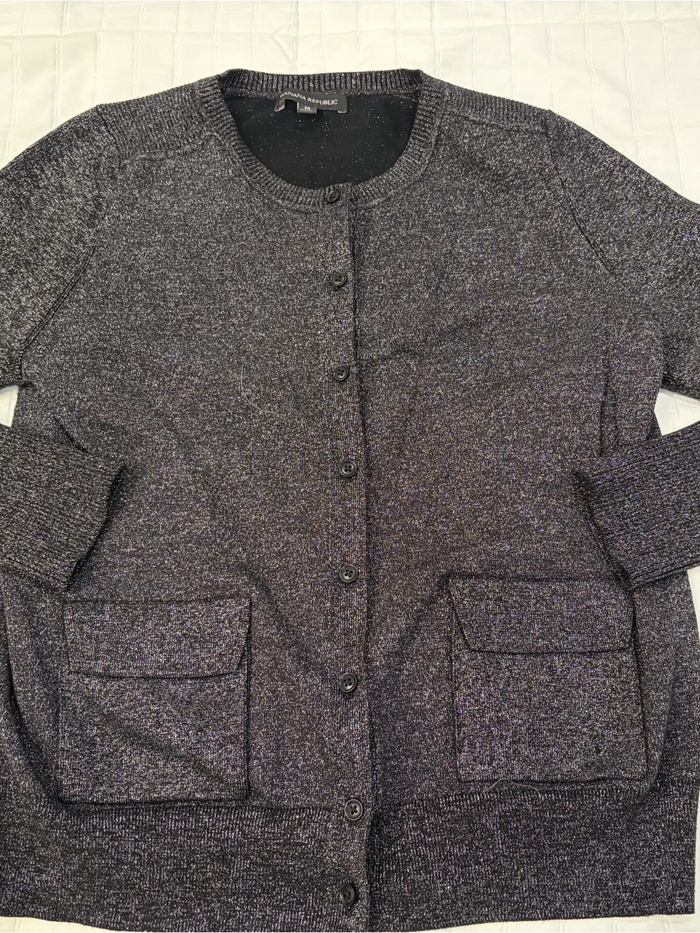 Banana Republic Dark Gray Crewneck Button Cardigan